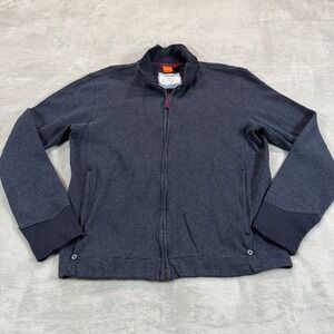 Hugo Boss Orange Mens Large Full Zip Sweatshirt Charcoal Gray Cotton Mock Neck